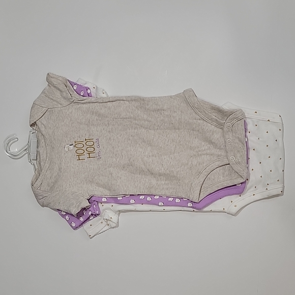 Carter's Just One You Purple Owls Set of 3 Body Suits - Picture 6 of 6